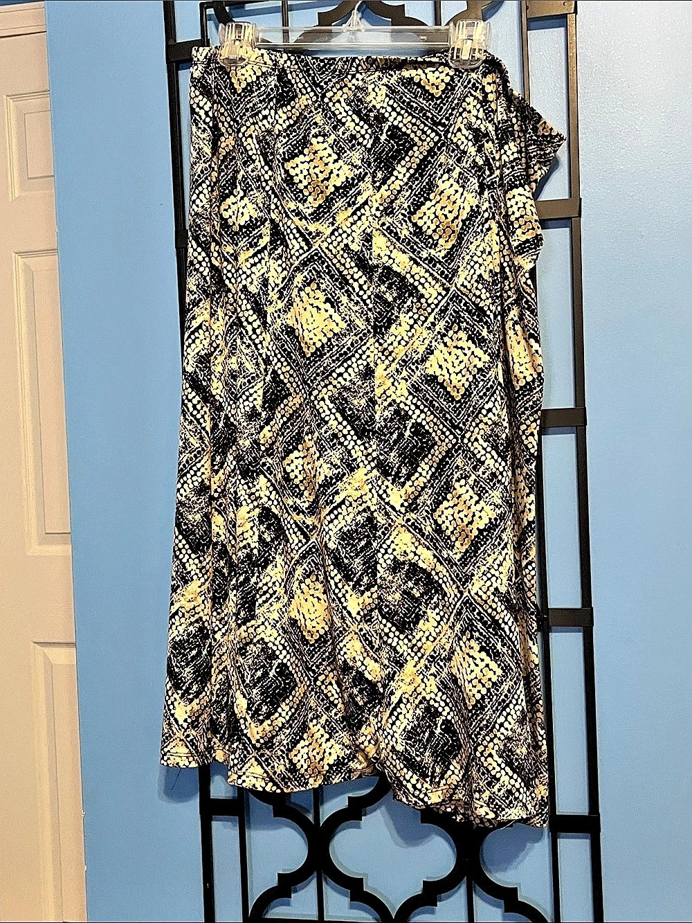 JM Collection Floral Maxi Skirt Black & Cream Size 2X